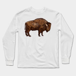 American Bison Distressed Buffalo Funny American Bison Long Sleeve T-Shirt